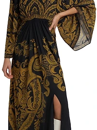 Filigree Print Keyhole A-Line Gown