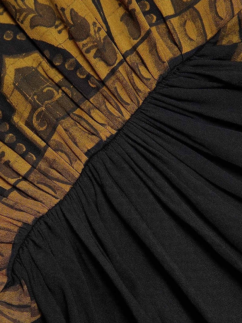 Filigree Print Keyhole A-Line Gown