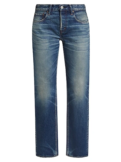 Minneola Denim Straight-Leg Cropped Jeans