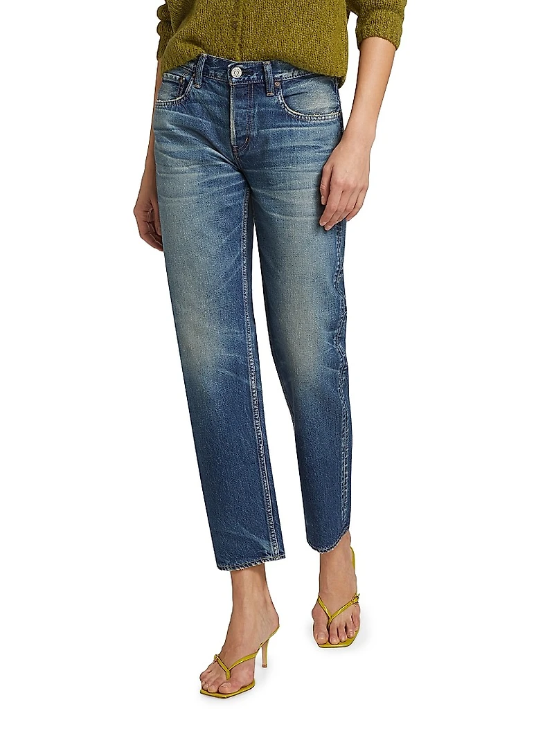 Minneola Denim Straight-Leg Cropped Jeans