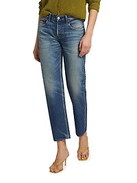 Minneola Denim Straight-Leg Cropped Jeans