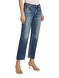 Minneola Denim Straight-Leg Cropped Jeans