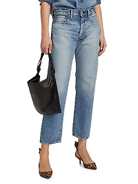 Vineyards Denim Cropped Straight-Leg Boyfriend Jeans