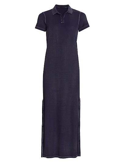 Cotton Knit Short-Sleeve Polo Dress