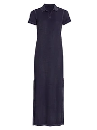 Cotton Knit Short-Sleeve Polo Dress