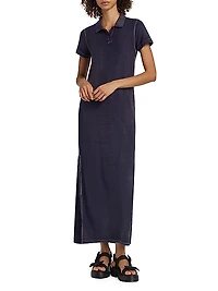 Cotton Knit Short-Sleeve Polo Dress