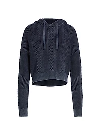 Cotton Cable-Knit Drawstring Hoodie