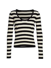 Striped Wool U-Neck Sweater