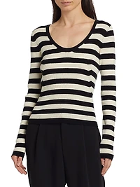Striped Wool U-Neck Sweater