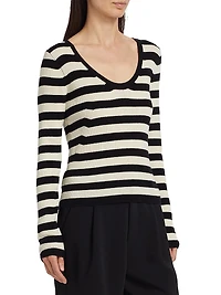 Striped Wool U-Neck Sweater