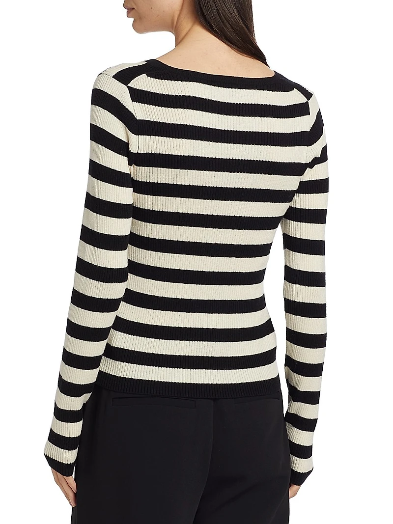 Striped Wool U-Neck Sweater