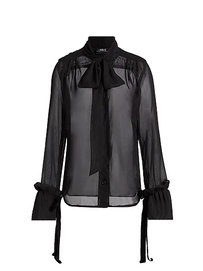 Sun Records Sheer Chiffon Necktie Shirt