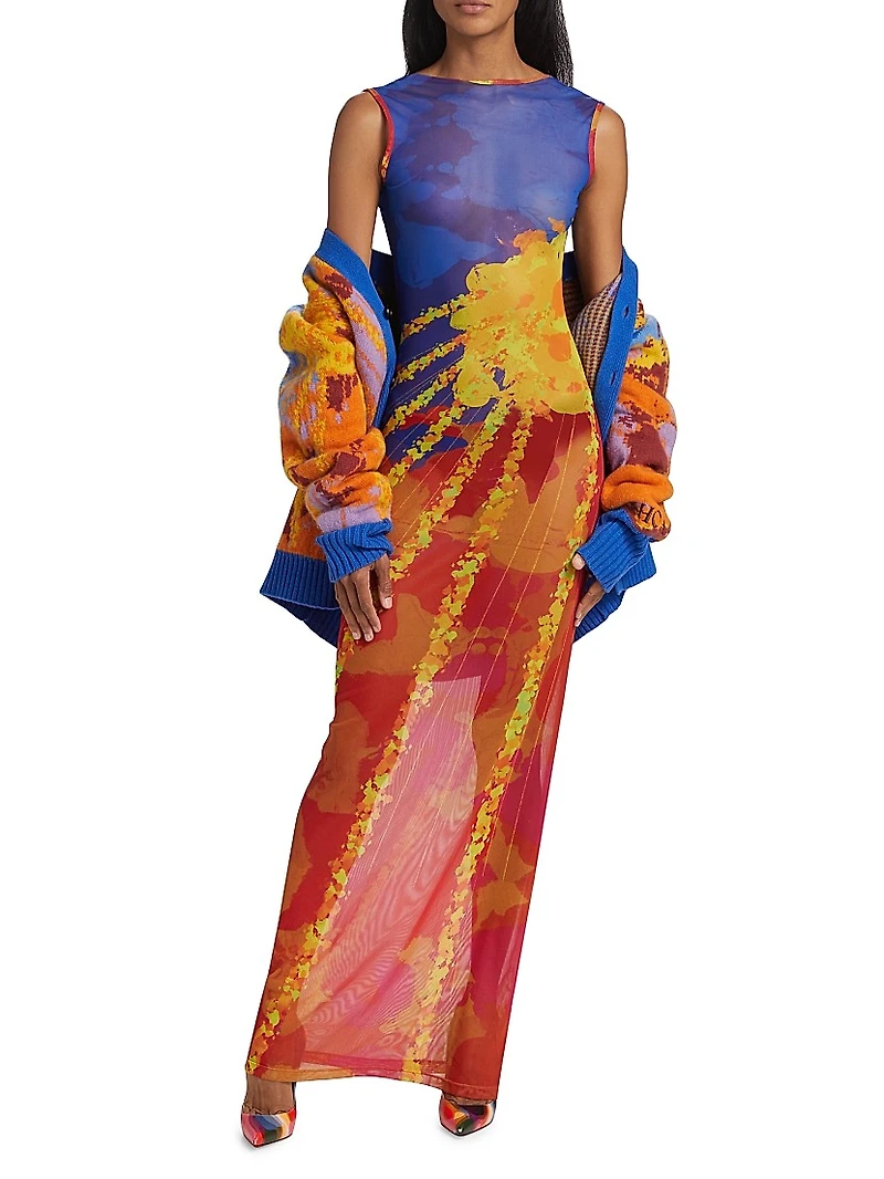 Sun Records Sunray Powermesh Long-Sleeve Maxi Dress