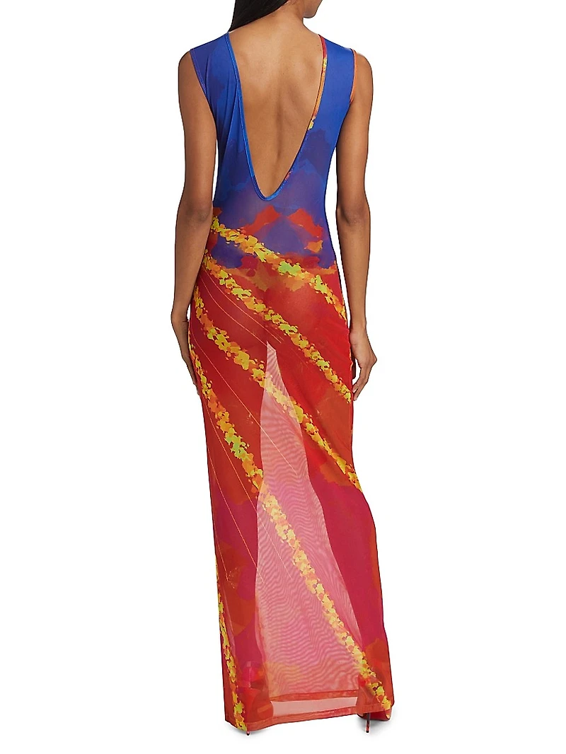 Sun Records Sunray Powermesh Long-Sleeve Maxi Dress