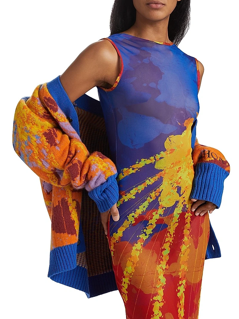 Sun Records Sunray Powermesh Long-Sleeve Maxi Dress