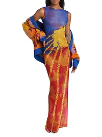 Sun Records Sunray Powermesh Long-Sleeve Maxi Dress