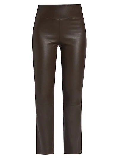 Leather Cropped Flare Pants