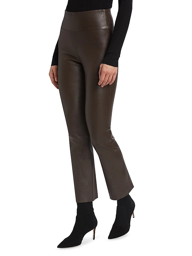 Leather Cropped Flare Pants