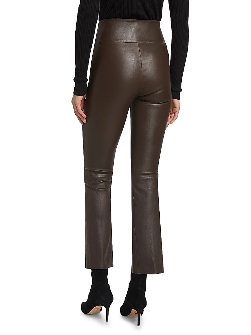 Leather Cropped Flare Pants