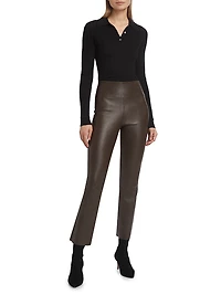 Leather Cropped Flare Pants