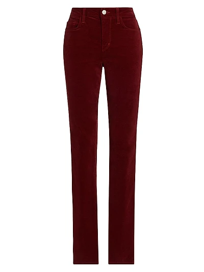 Stevie Velvet Mid-Rise Straight-Leg Jeans