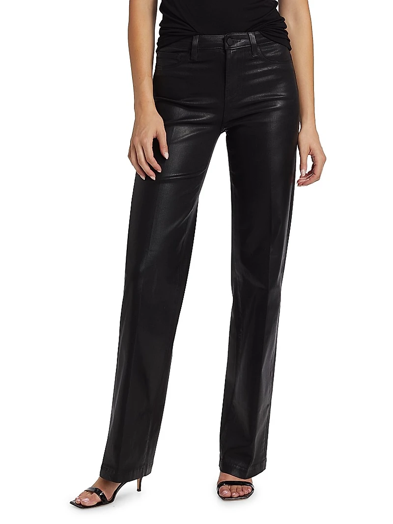 Clayton Coated High-Rise Straight-Leg Jeans