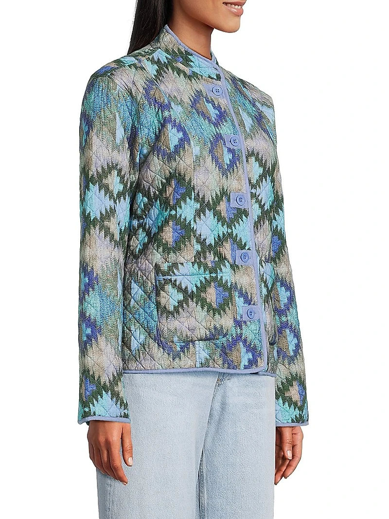 Andy Geometric Quilted Button-Up Jacket