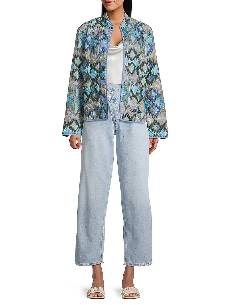 Andy Geometric Quilted Button-Up Jacket