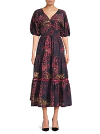 Nieves Printed Cotton Tiered Maxi Dress