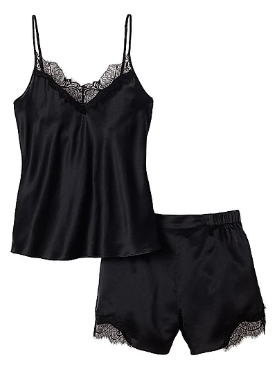 Mulberry Silk Lace Cami & Shorts Pajama Set
