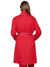 Contrast-Trimmed Cotton Tie-Waist Robe