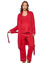 Contrast-Trimmed Cotton Tie-Waist Robe