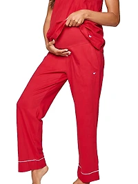 Contrast-Trimmed Cotton Maternity Pants