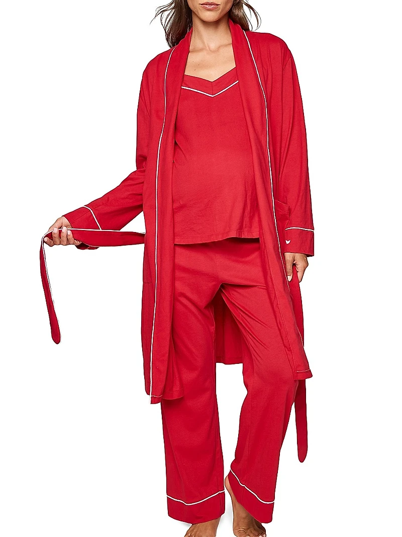 Contrast-Trimmed Cotton Maternity Pants