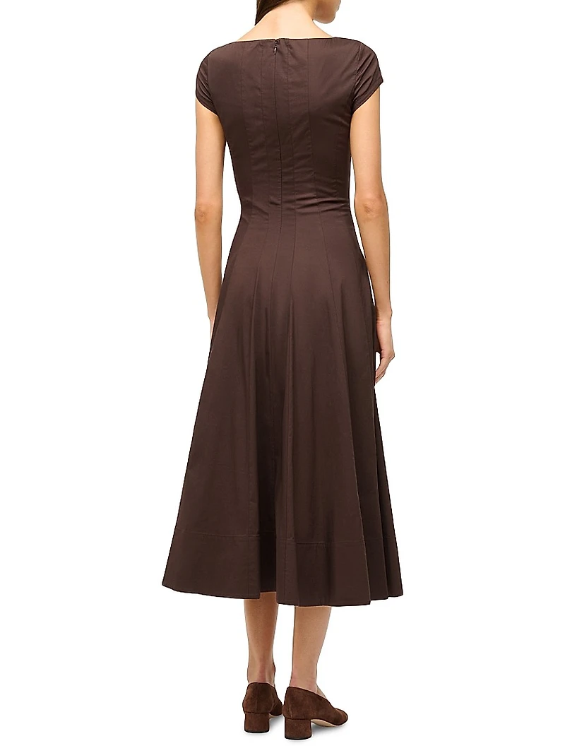 Wells Stretch-Cotton Fit & Flare Midi-Dress