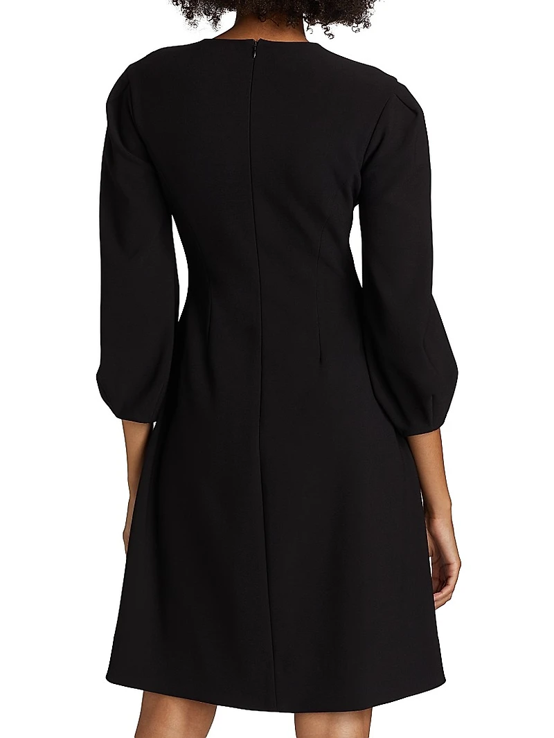 Embroidered Crepe Cocktail Dress