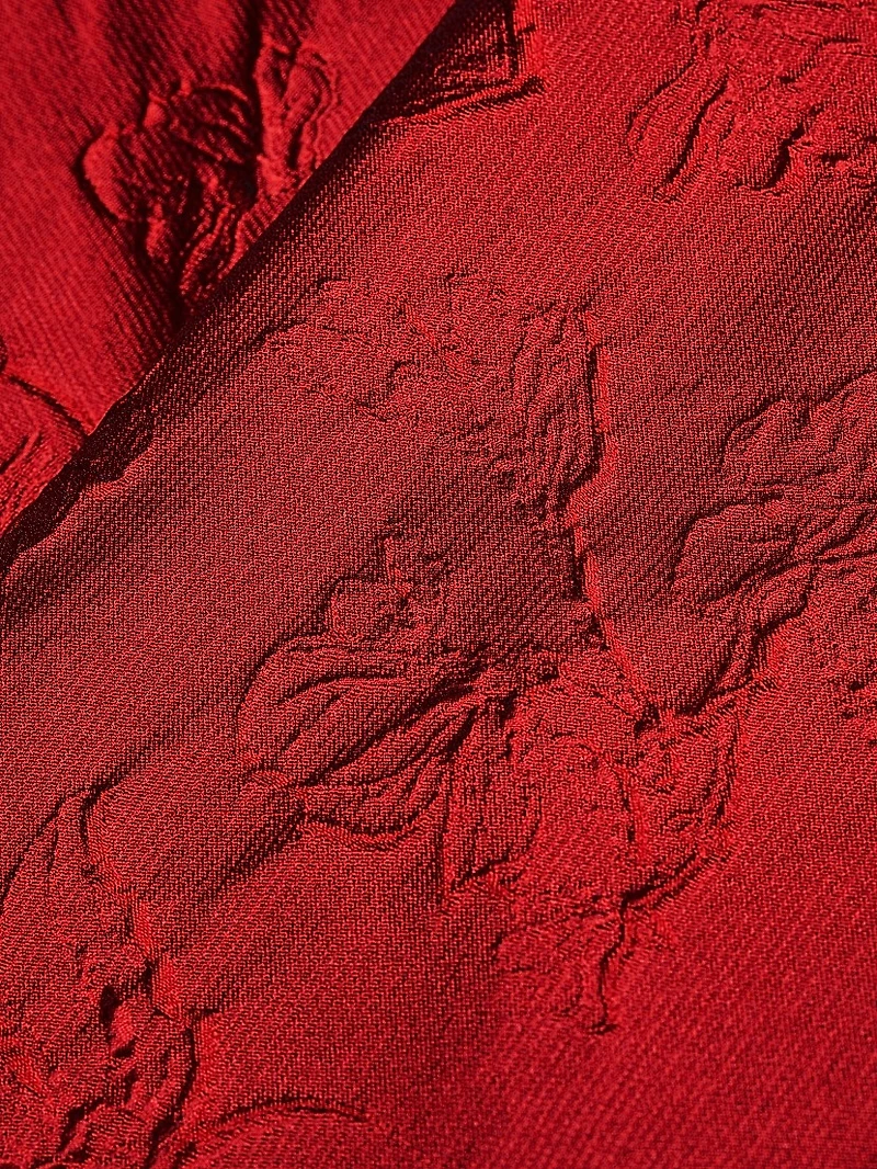 Floral Jacquard Bow-Shoulder Gown