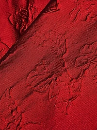 Floral Jacquard Bow-Shoulder Gown