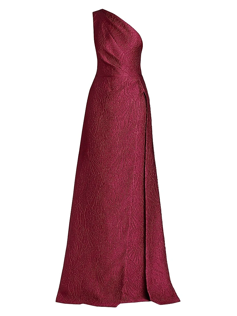 One-Shoulder Jacquard Gown