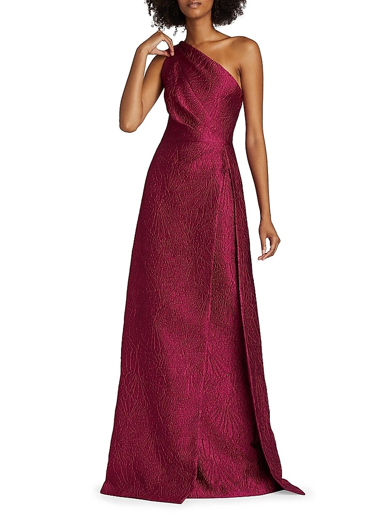 One-Shoulder Jacquard Gown