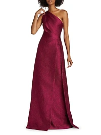 One-Shoulder Jacquard Gown