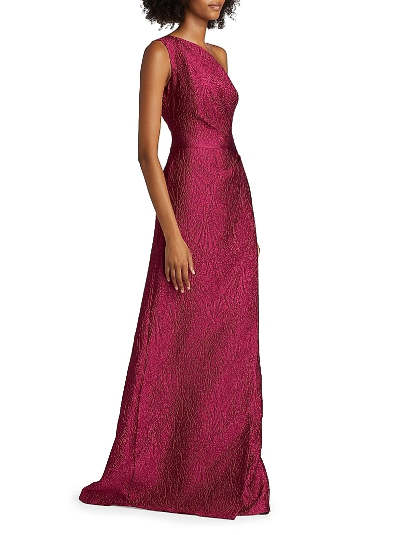 One-Shoulder Jacquard Gown