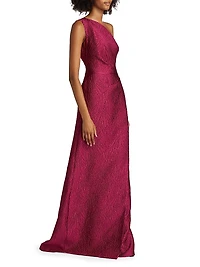 One-Shoulder Jacquard Gown