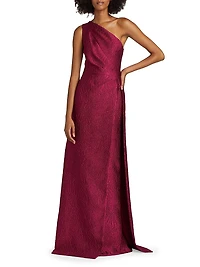 One-Shoulder Jacquard Gown