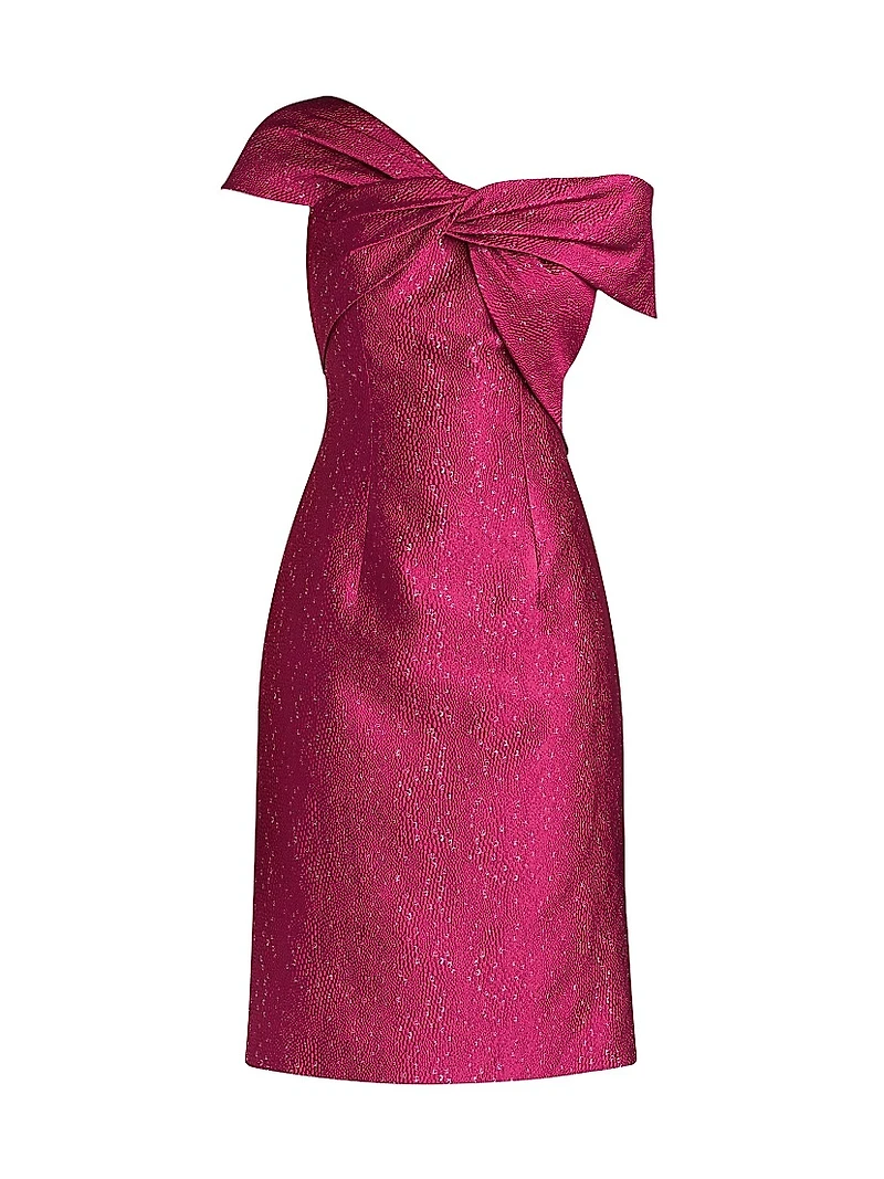 Speckle Jacquard Twist Cocktail Dress