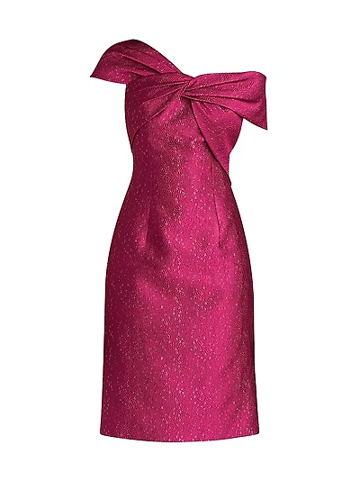 Speckle Jacquard Twist Cocktail Dress