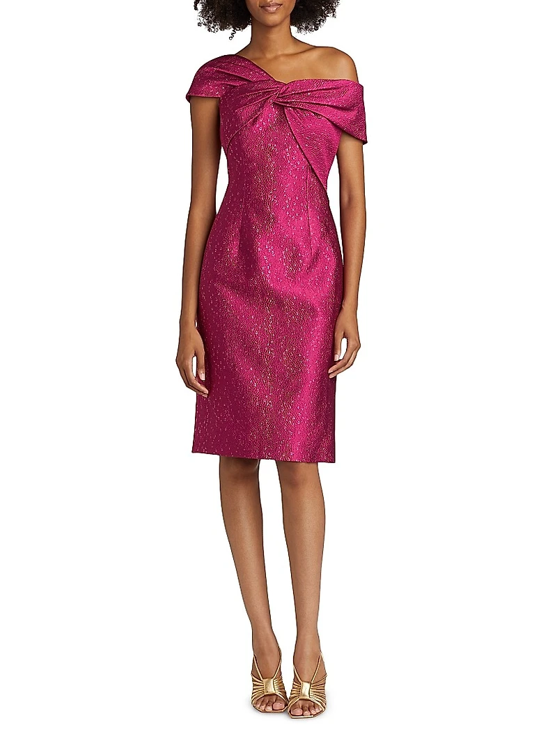 Speckle Jacquard Twist Cocktail Dress