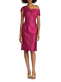 Speckle Jacquard Twist Cocktail Dress