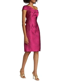Speckle Jacquard Twist Cocktail Dress