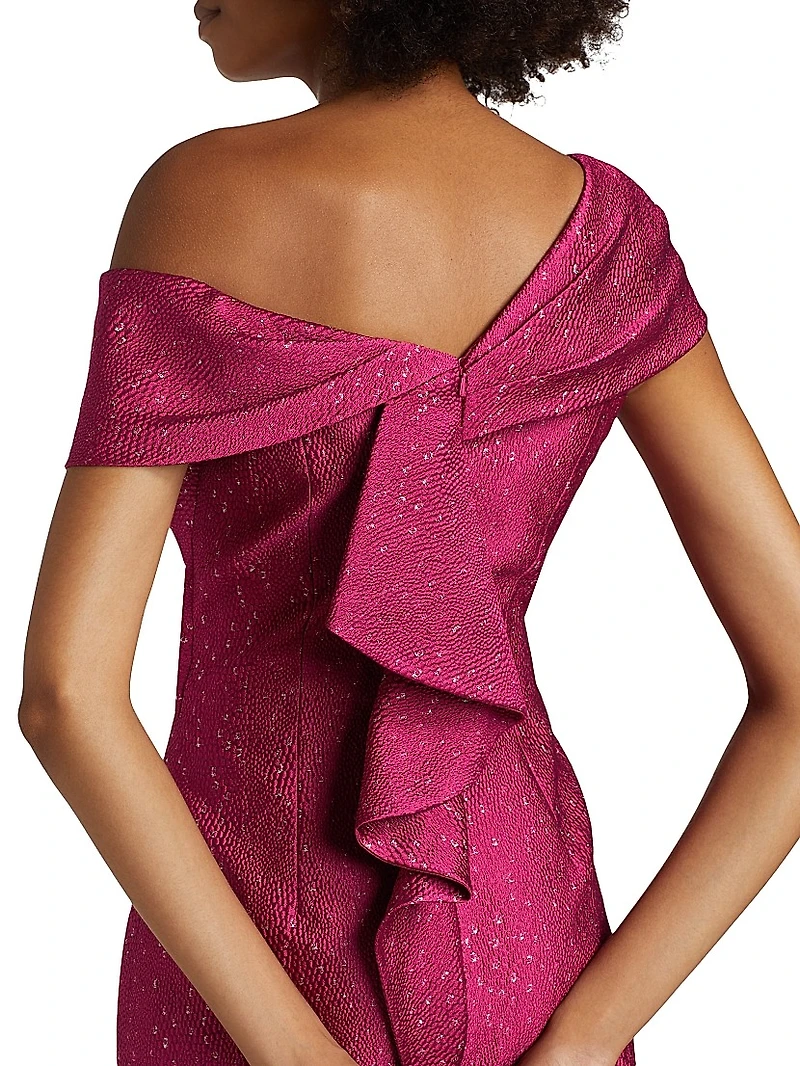 Speckle Jacquard Twist Cocktail Dress